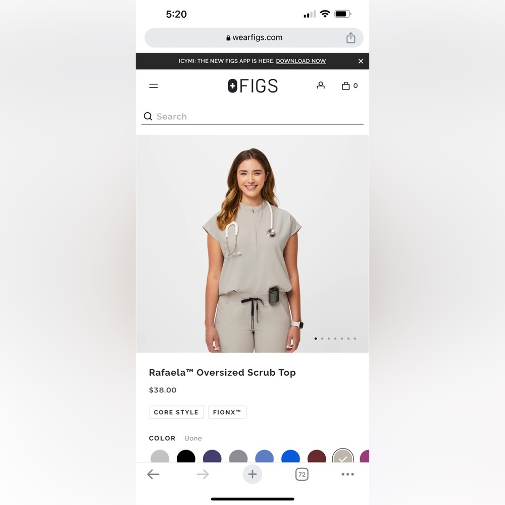 NWT FIGZ OVERSIZED TOP